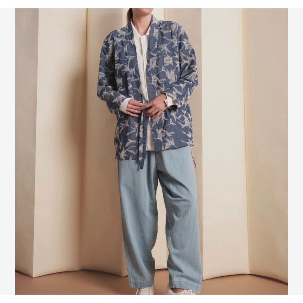 Universal Works Kyoto Jacket Size XS Blue Embroidered Pockets Classic